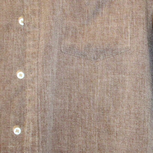 COOFANDY Men's Linen Blend Brown Shirt Short Sleeve Button Down Shirt XXL J114 - Picture 2 of 4